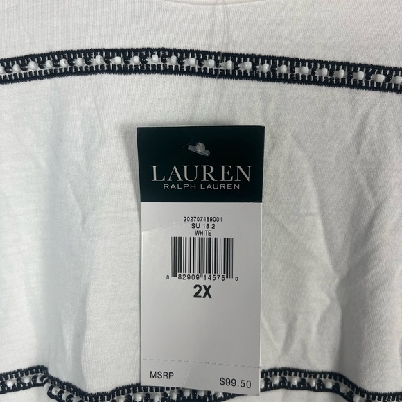 New LRL Lauren Ralph Lauren Women Top 2x Black Embroidered Beaded Tasseled flaw - Picture 3 of 7